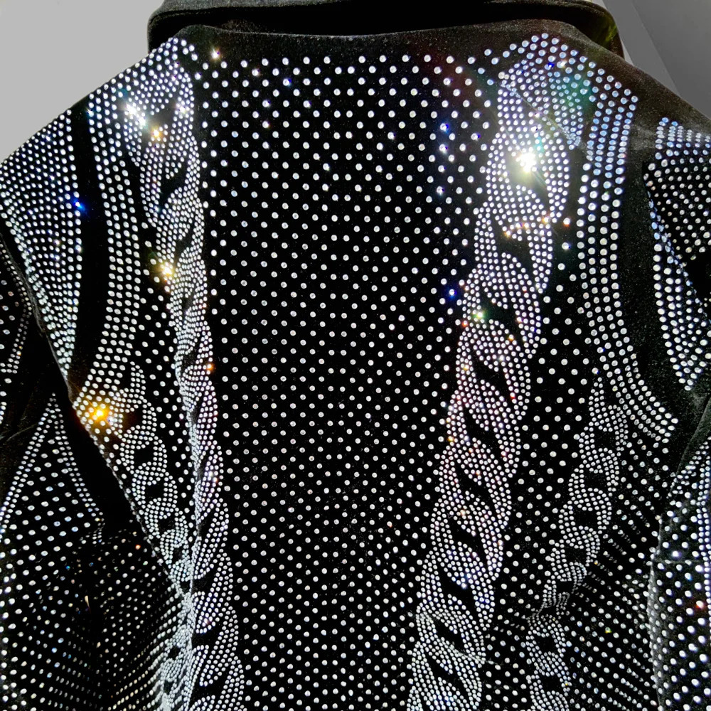Diamond Rhinestones Jacket Men Top Quality Drill Punk Club Outfit Jacket Autumn Black Jacket Coat Jaqueta Bomber 250811