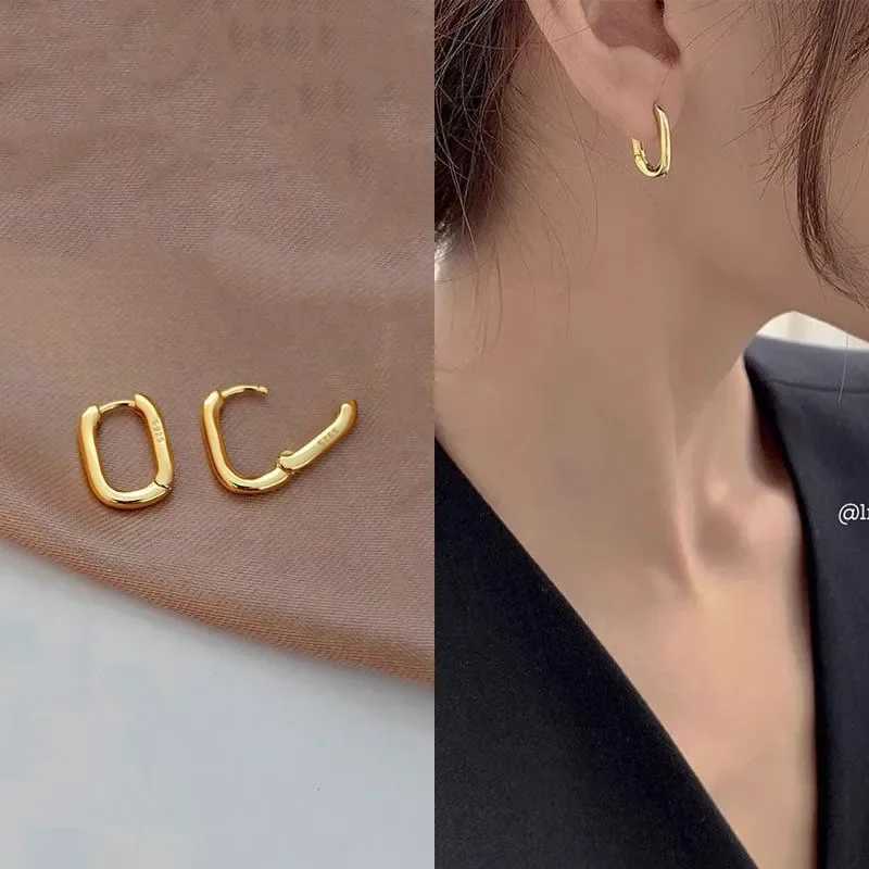 Stainless Steel Smooth Metal Chunky Hoop Earrings for Women Girls Fashion Oval Circle Hoops Statement Earrings Punk Jewelry XJ250814