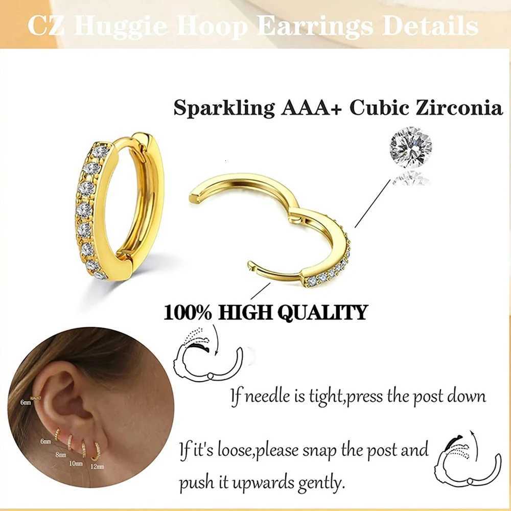 1 Pair Stainless Steel Cubic Zirconia Minimal Hoop Earrings for Women Small Huggie Thin Cartilage Helix Tragus Piercing Jewelry XJ250814