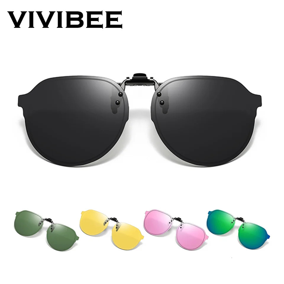 VIVIBEE Men Polarized Lens Flip Up Clip on Sunglasse Big Size Driving Sun Glasses with Clips 2025 Trending Product 250804
