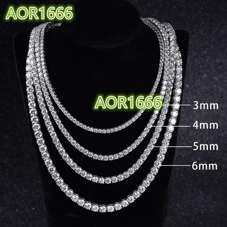 Customizable 4mm 5mm Iced Out VVS Moissanite Tennis Chain S925 Hiphop Moissanite Tennis Link Chain