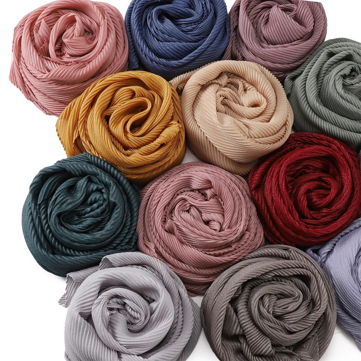High Quality Breathable Womens Shiny Pleated Hijab Scarf Fashion Polyester Golden Sliver Crinkle Head Wraps Islamic Turban 250808