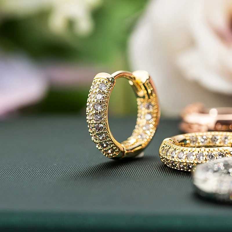 Hot Sale Small Circle Hoop Earrings For Women Rose Gold CZ Zirconia Round Ear Piercing Jewelry Gifts Earrings Jewelry XJ250814