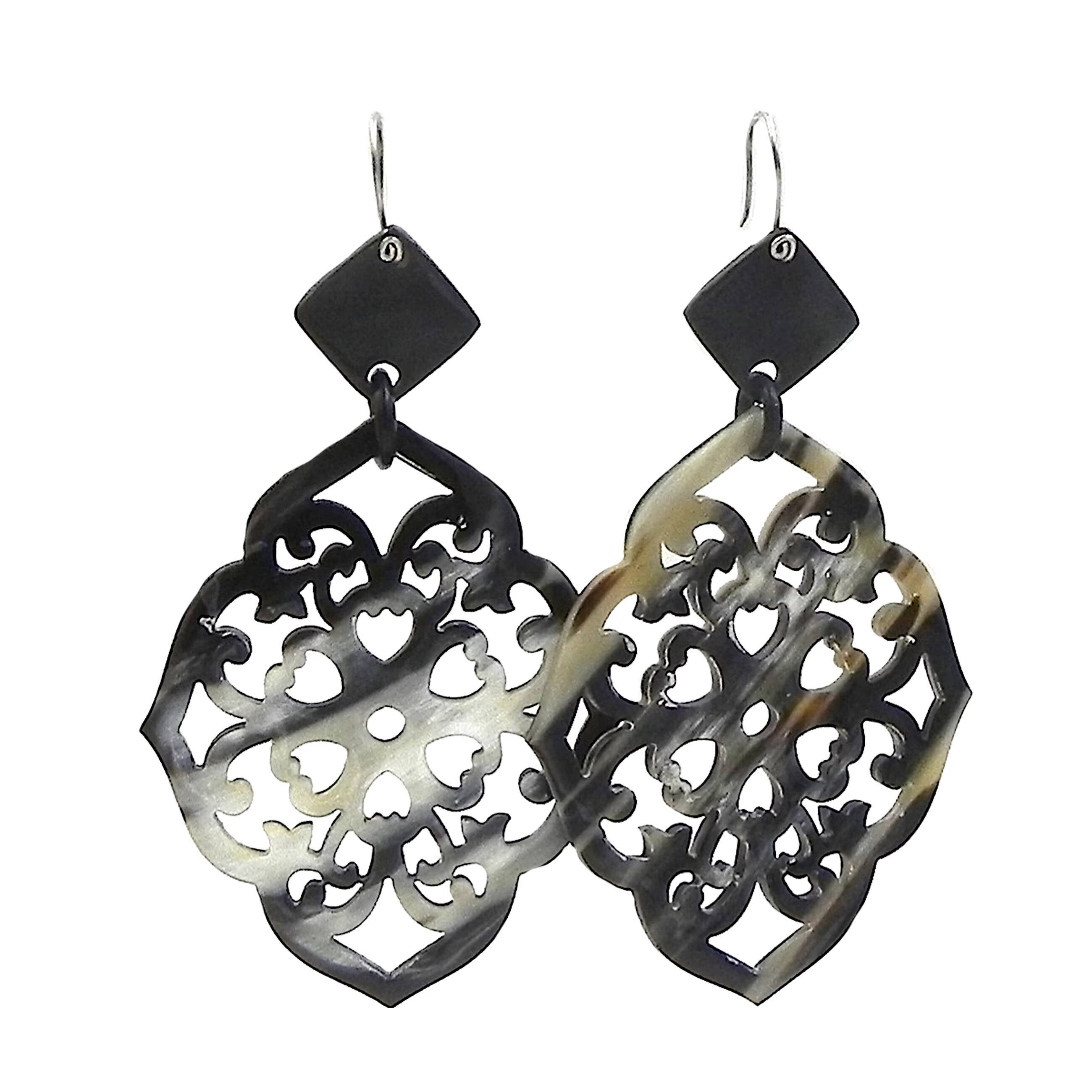 Buffalo Horn Earrings| Natural Craft Round Fashion Earrings with Steel Appearance| Bulk Jewelry