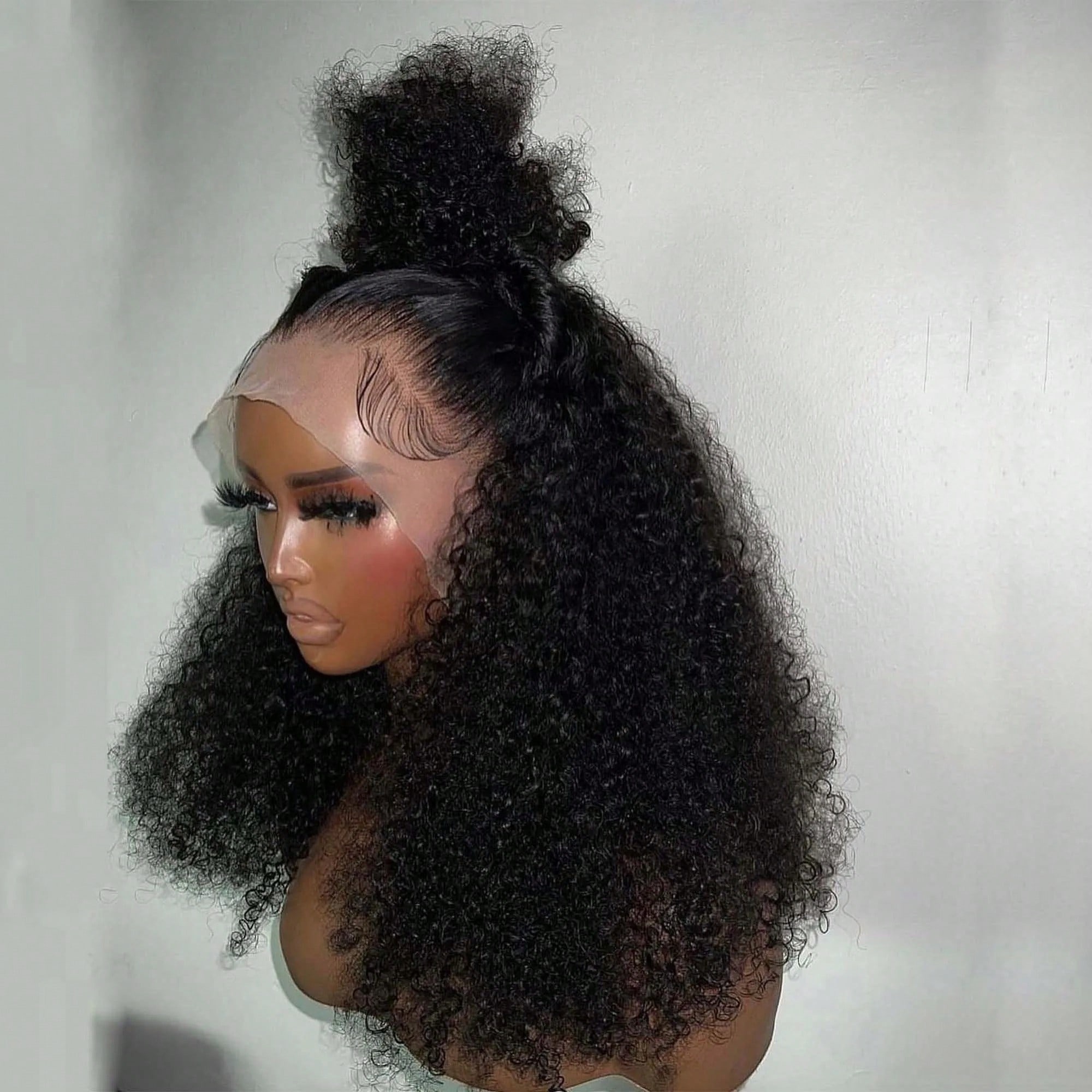 Curly Lace Front Wig Human Hair For Black Women 13x4 HD 360 Full Lace Wig Short Bob Lace Frontal Wigs Pre Plucked Glueless Wig Wear And Go Synthetic
