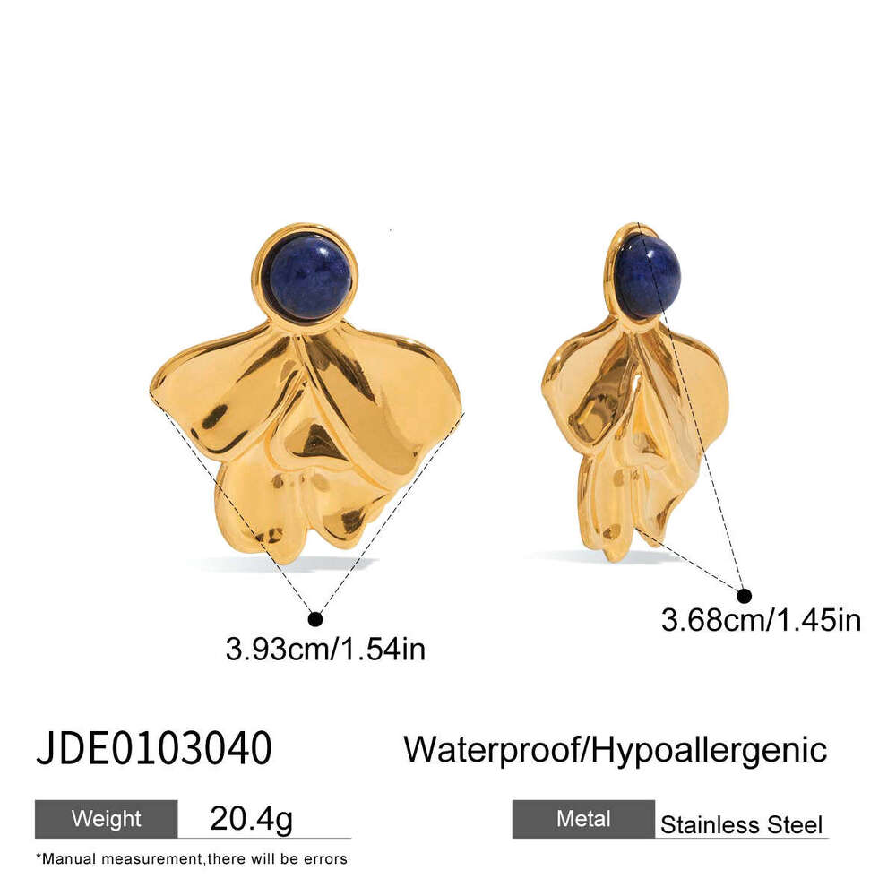 Lapis Stainless Light for Women High-end Designer Earrs Jewelry Design Sense Niche Titanium Steel