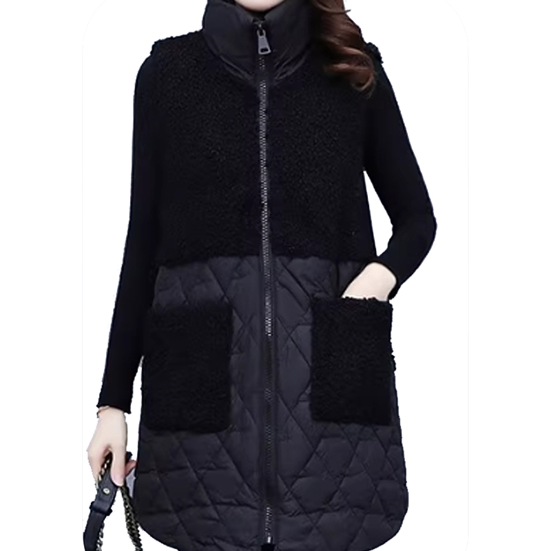 Cotton vest for women, loose, medium to long, imitation mink fur, thick and warm cotton coat, cotton jacket, outer coat
