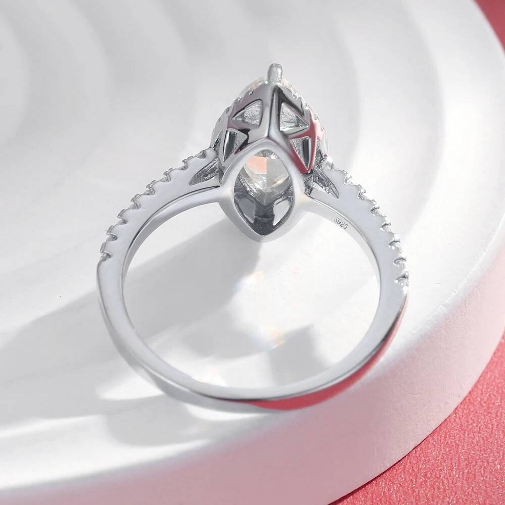 BXINY GRA Certified 1/2CT Marquise Cut Moissanite Ring 925 Sterling Silver For Women Lab-grown Diamond Wedding Band Fine Jewelry