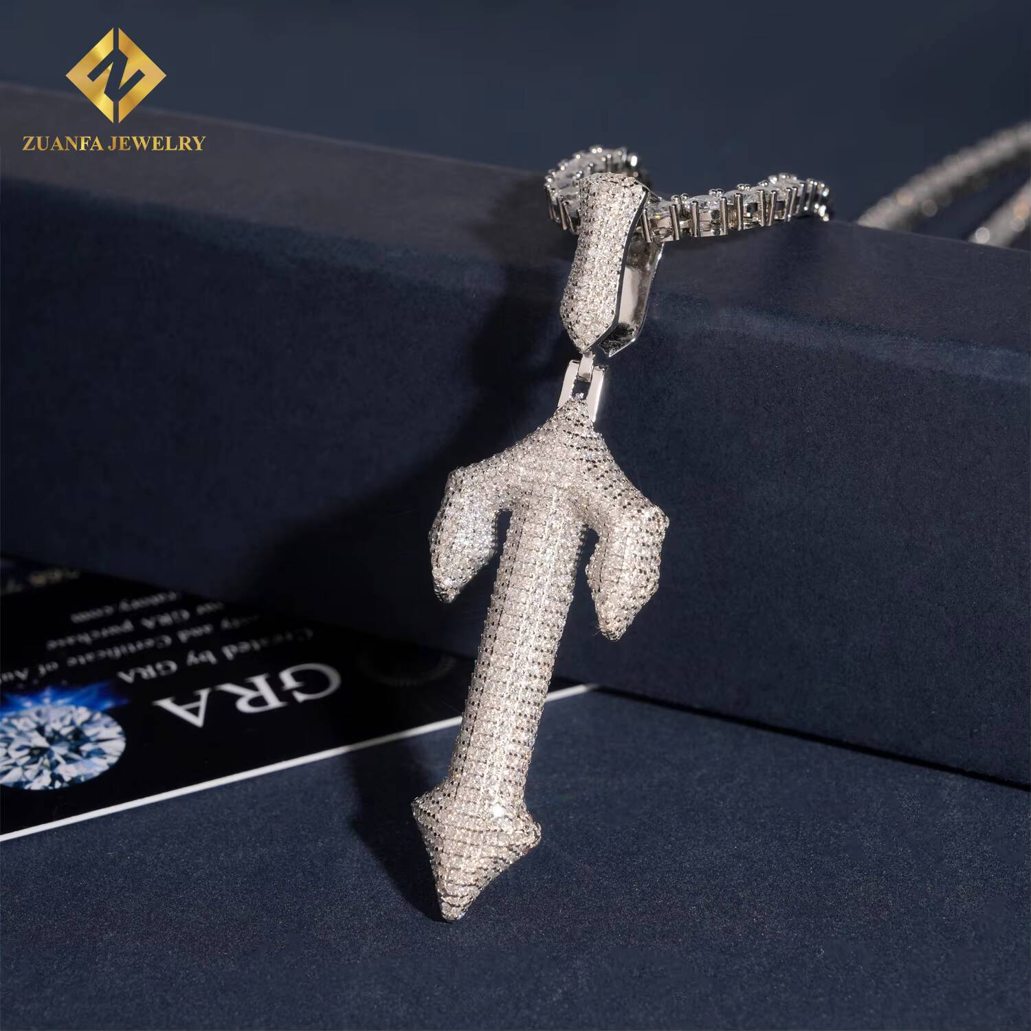 GRA Certificate Hip Hop Rhodium Plated Charm Pendants Custom Iced Out 925 Silver VVS Moissanite Jewelry Diamond Cross Pendant