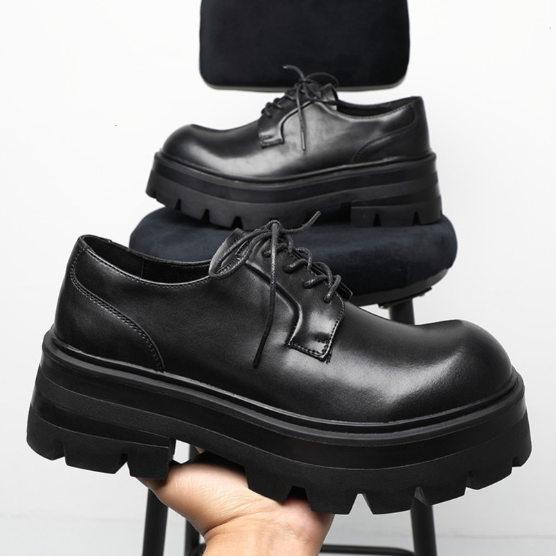 Men's Leather Business Formal Large Head High-end British Style Thick Sole Height Increasing Wedding Groom Derby Shoes 8133-R