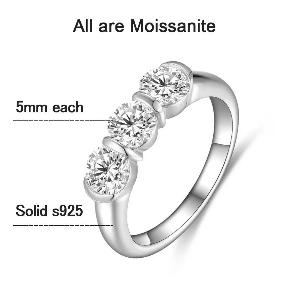 KNOBSPIN 5mm Round Moissanite Ring s925 Sterling Silver 18K White Gold Plated GRA Certified Diamond Engagement Rings for Women