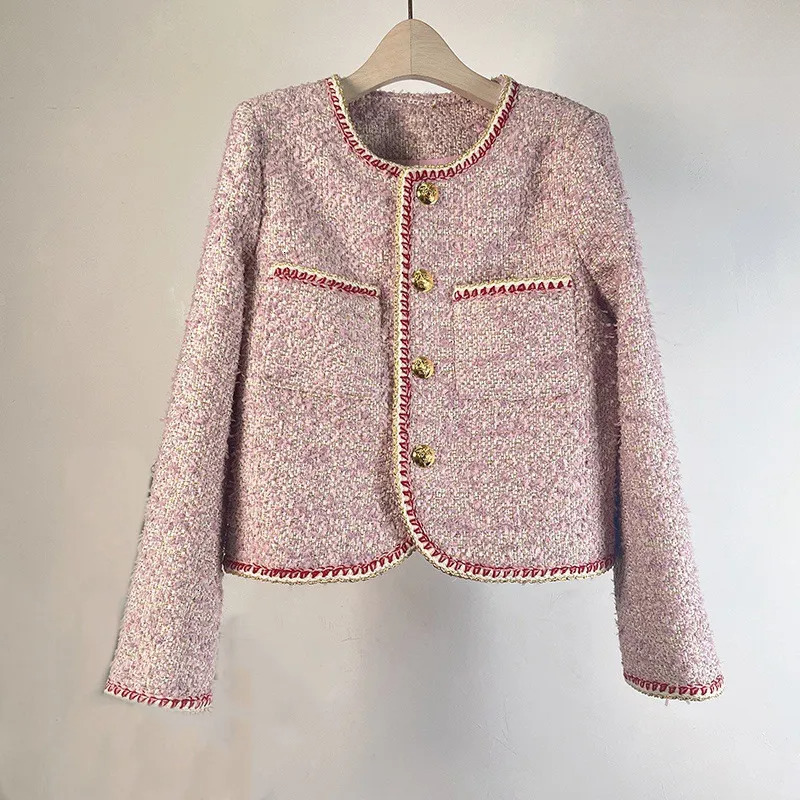 French Style Elegant Elegance-Style Coat Women Autumn Winter New Fashion Slim Tweed Blazer for Date and Best Friend