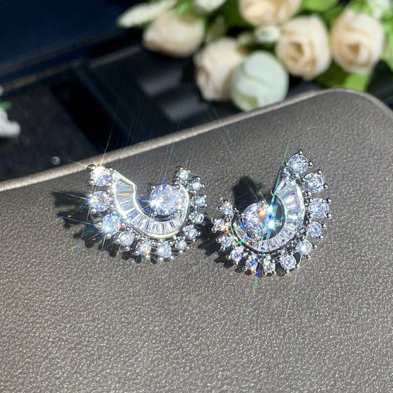 CAOSHI Shiny Cubic Zirconia Stud Earrings for Women Fashion Contracted Style Delicate Engagement Wedding Anniversary Jewelry 250812