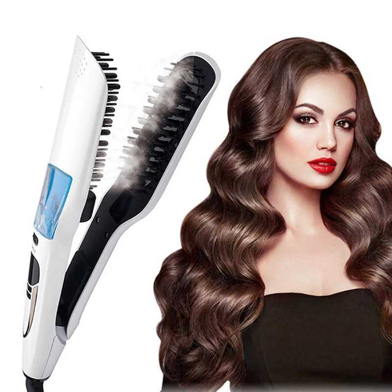 Professional Hair Straightener Brush Heating Hot Hair Combs Dual Voltage Titanium Curling Iron Steam Flat Iron W250814
