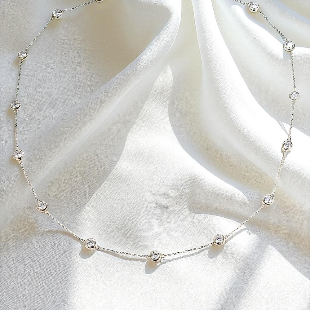 Tiny Collarbone Necklace 3.0mm Moissanite Lab Diamond 925 Silver 10K 14K 18K Gold Round Dainty Aesthetic Neck Accessories Charms Sweet