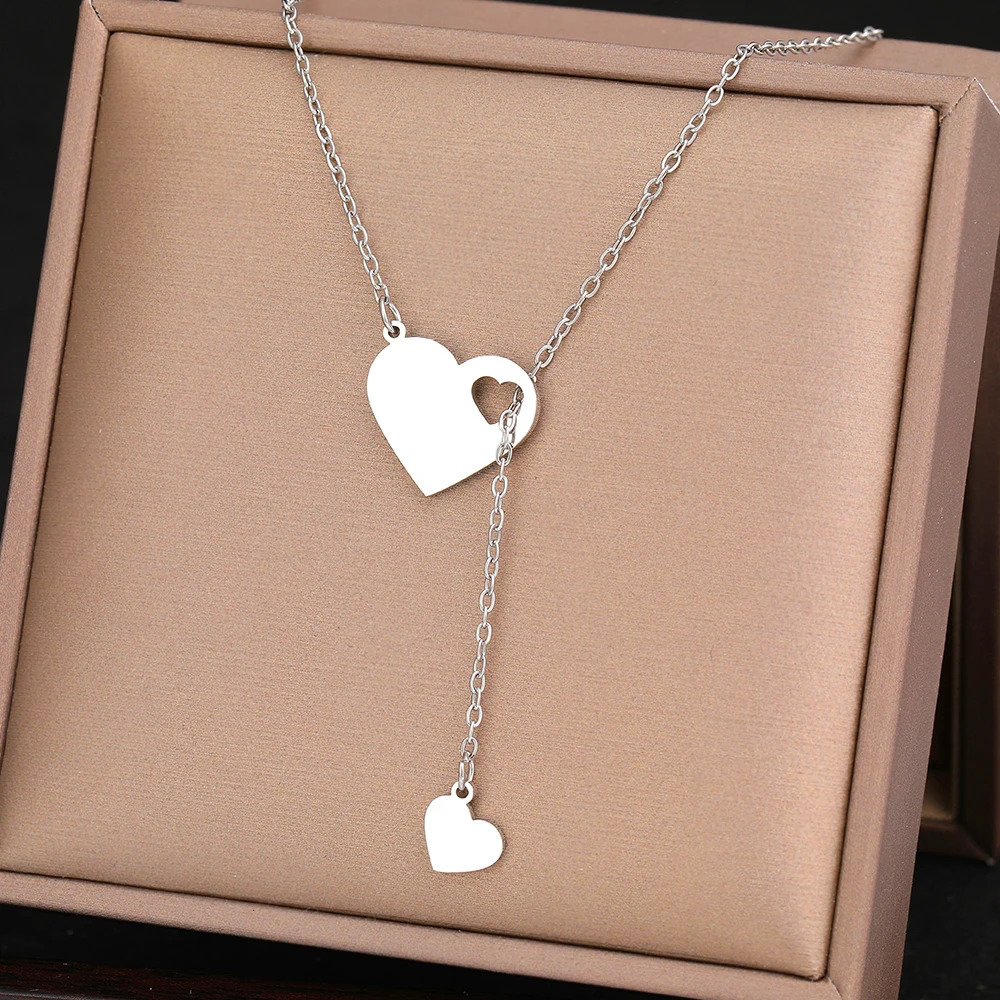 Stainless Steel Necklaces Sweet Heart Pendants Chains Charms Choker Fashion Necklace For Women Jewelry Wedding Party Girls Gifts 250811
