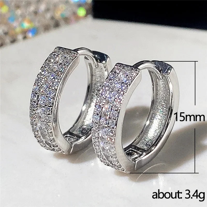 Fashion Cubic Zircon Small Hoop Earrings 925 Sterling SIlver Minimal Round Circle Hoops Earrings for Women Man Party Jewelry 250814