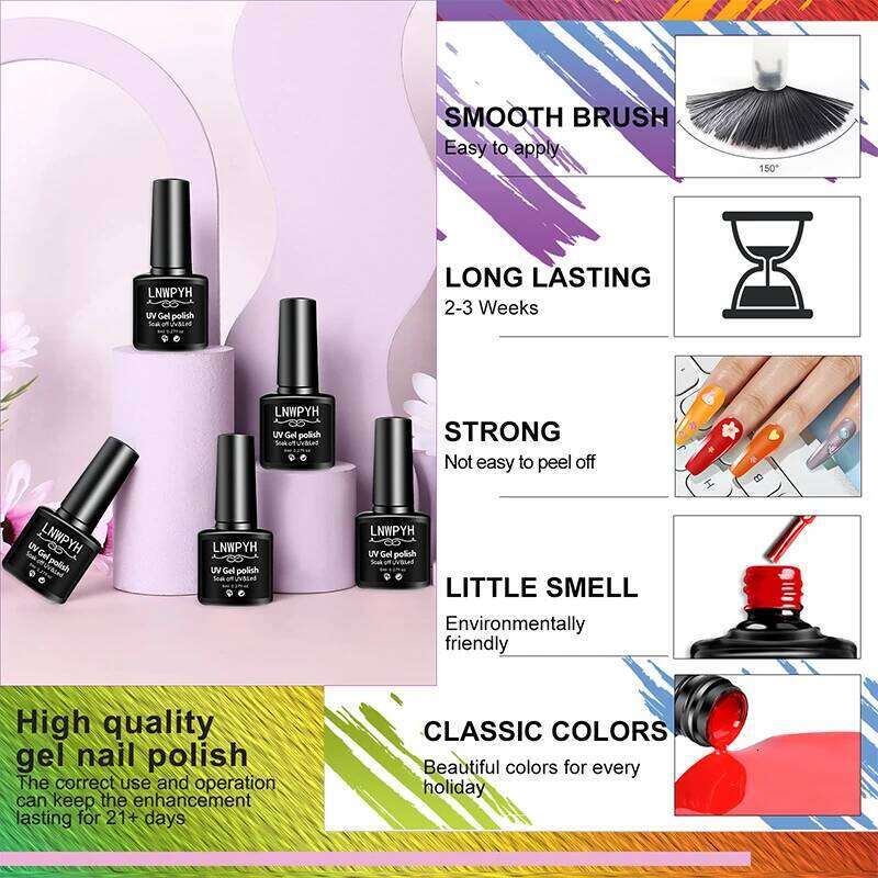 Polish Kit With 9Pcs Poly Extension LED Lamp Dryer 18 Colors Semi Permanent Gel Varnish Base&Top Coat Nail Tool Set
