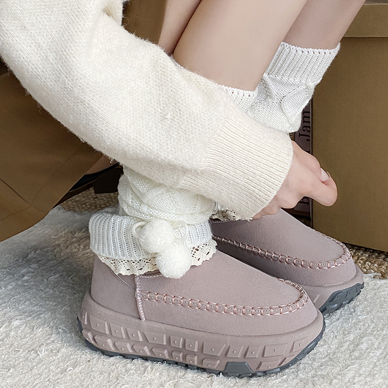 Women's new Winter Fashion Short Boots Fleece-lined Thickened and Warm Snow Boots with Thick Tire Soles