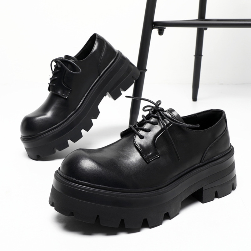 Men's Leather Business Formal Large Head High-end British Style Thick Sole Height Increasing Wedding Groom Derby Shoes 8133-R