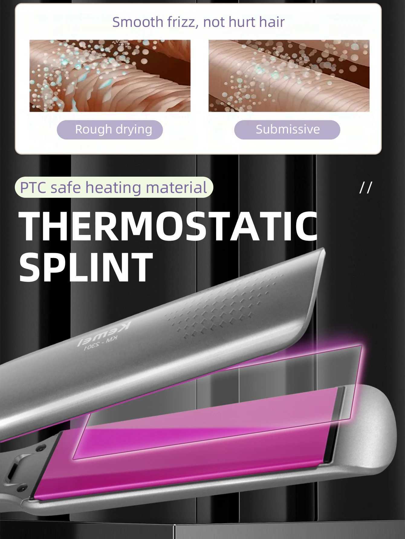 Kemei Professional Hair Straightener with LCD Display Flat Iron Negative Ion Infrared Hair Straightening Iron Hair Care for Women W250814