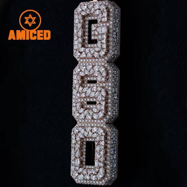 No.1 Jewelry Gold Plate Iced Out Hip Hop Moissanite Custom Name Letter Necklace Chain Pendant