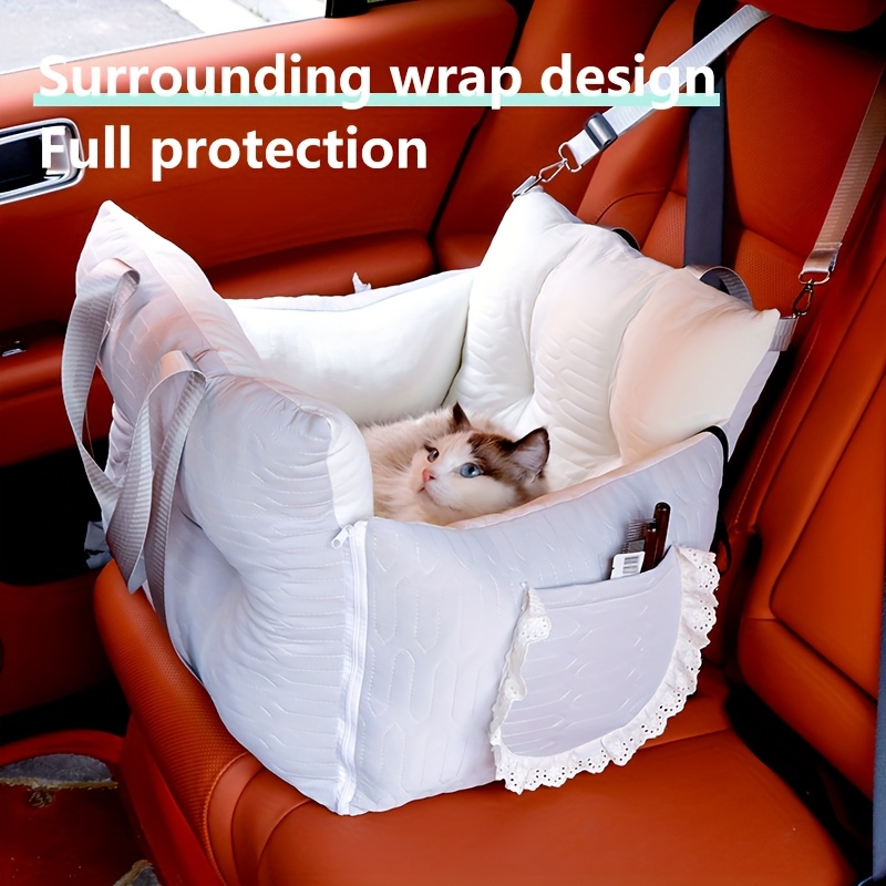 Cooling Ice Silk Car Pet Bed for Cats Small-Medium Dogs, Anti-Slip Fixed, Portable Stylish Easy-Clean Durable
