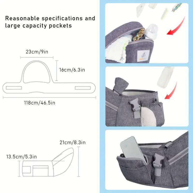 Baby Adjustable Waistband Ergonomic Lightweight Collapsable Hipseat Carrier Portable Pocket