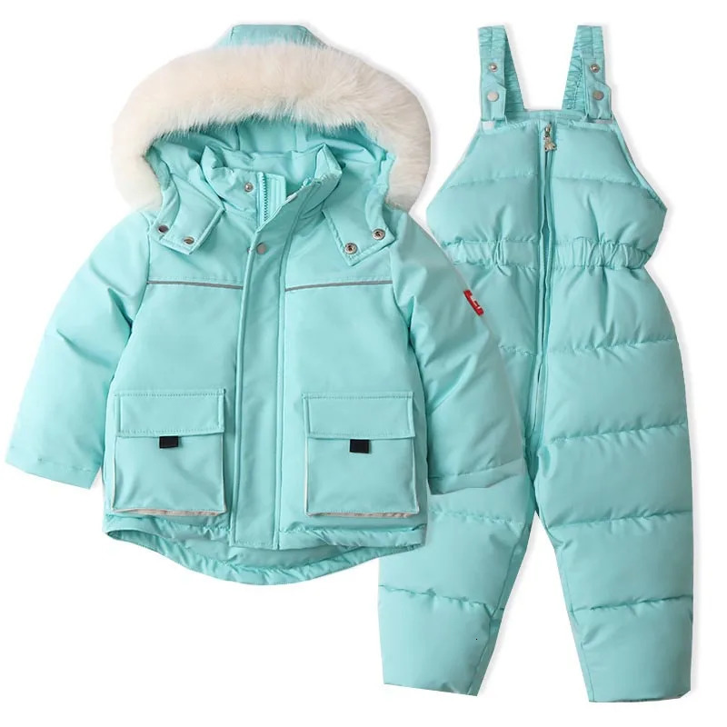 Childrens Ski Suit Windproof And Waterproof Down Jacket And Pants Snow Coat Overalls Children Down Pants Parkas Soft Warm Sets 250813