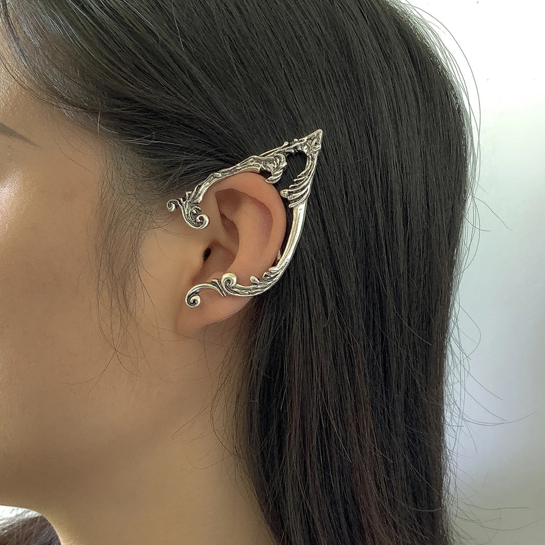 1Pair Goth Punk Fairy Elf Ear Cuff Earrings for Women Trendy Vintage Piercing Clip Earring Halloween Jewelry Accessories Gift 250812