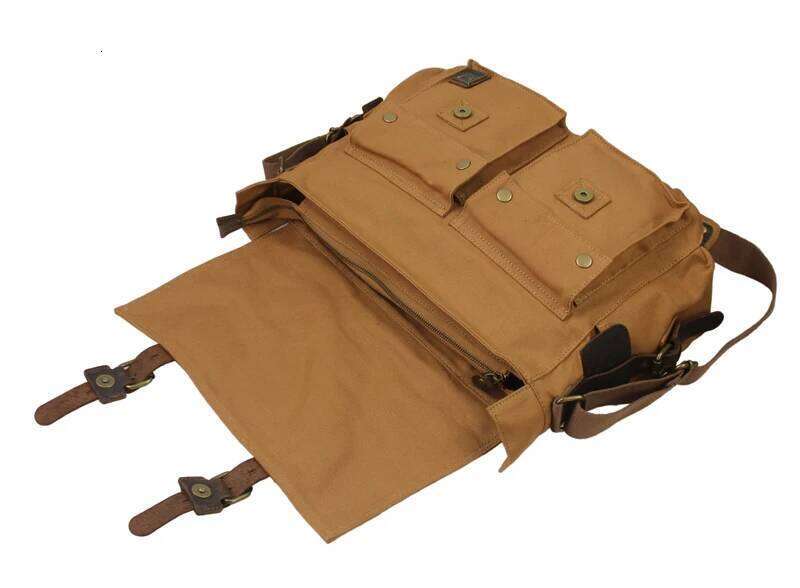 New Fashion Vintage Leather Men's Messenger Cotton Canvas Crossbody Men Shoulder Sling Casual Bag Leisure