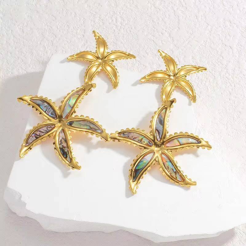 Exaggerated Niche Stainless Steel Shell for Girls Long Tassel Earrings Light High-end Accessories