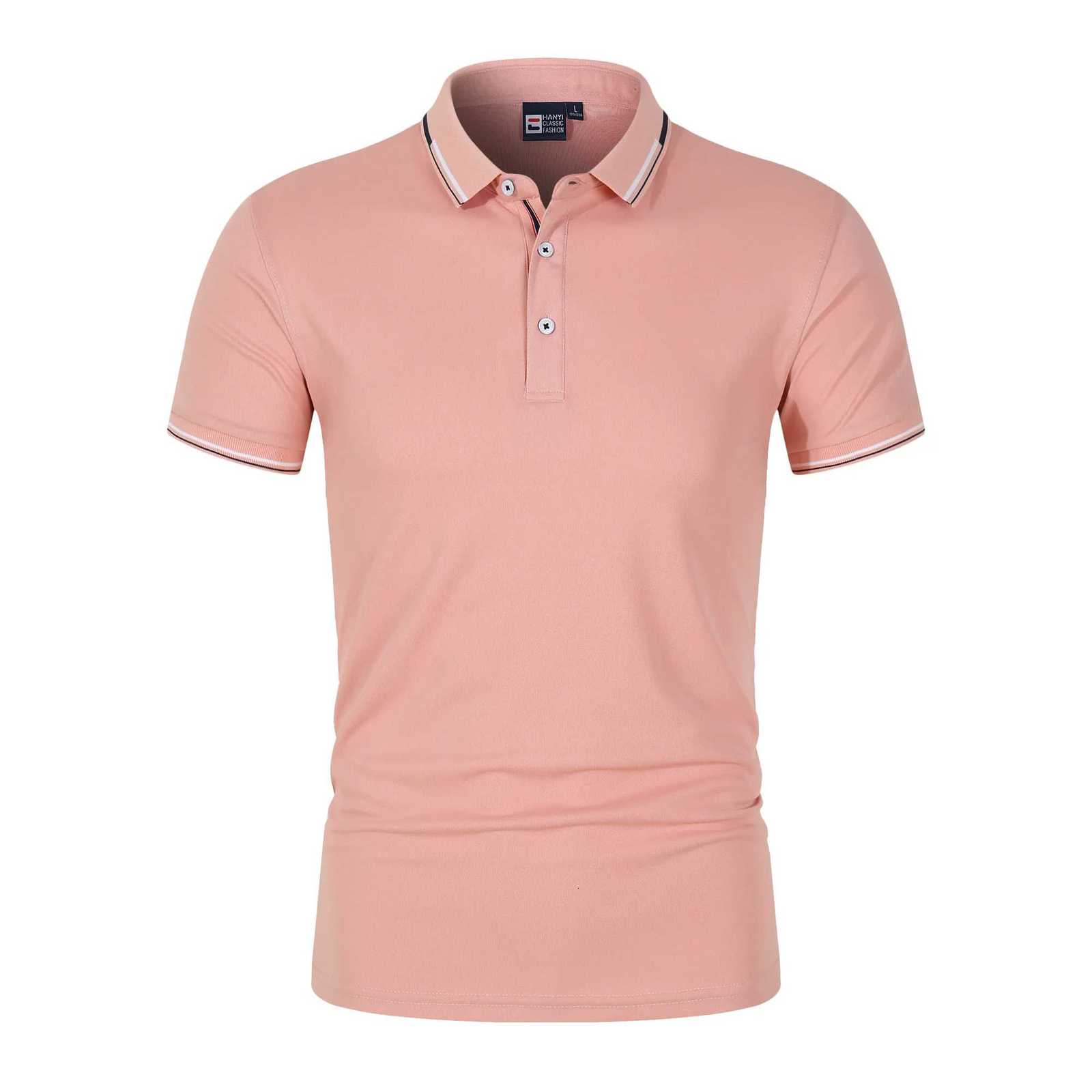 2025 Summer Mens Business Polo Shirt - Short Sleeve Pure Solid Breathable Casual Golf Office Shirt XJ250804