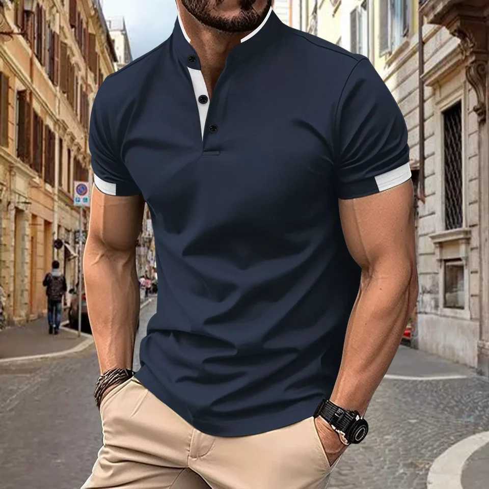 Mens Summer Short Sleeve Polo Shirts Fashion Business Casual Stand Collar Polos Men Sports Streetwear Tees Tops Mens Clothing 2025 XJ250804