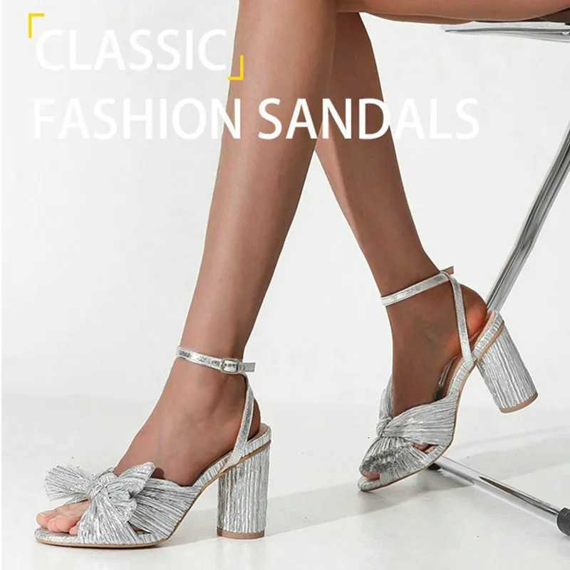 2025 Fashion Women Sandals with Thick Bow Fairy Silk Sandals Retro Fairy Shoes Lady Super-high Heel Shoes W250814