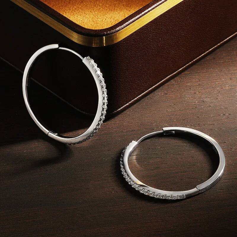 KNOBSPIN D VVS1 Hoop Moissanite Earrings for Women GRA Certified Brilliant Diamond Solid s925 Silver Plated 18k Wedding Earring