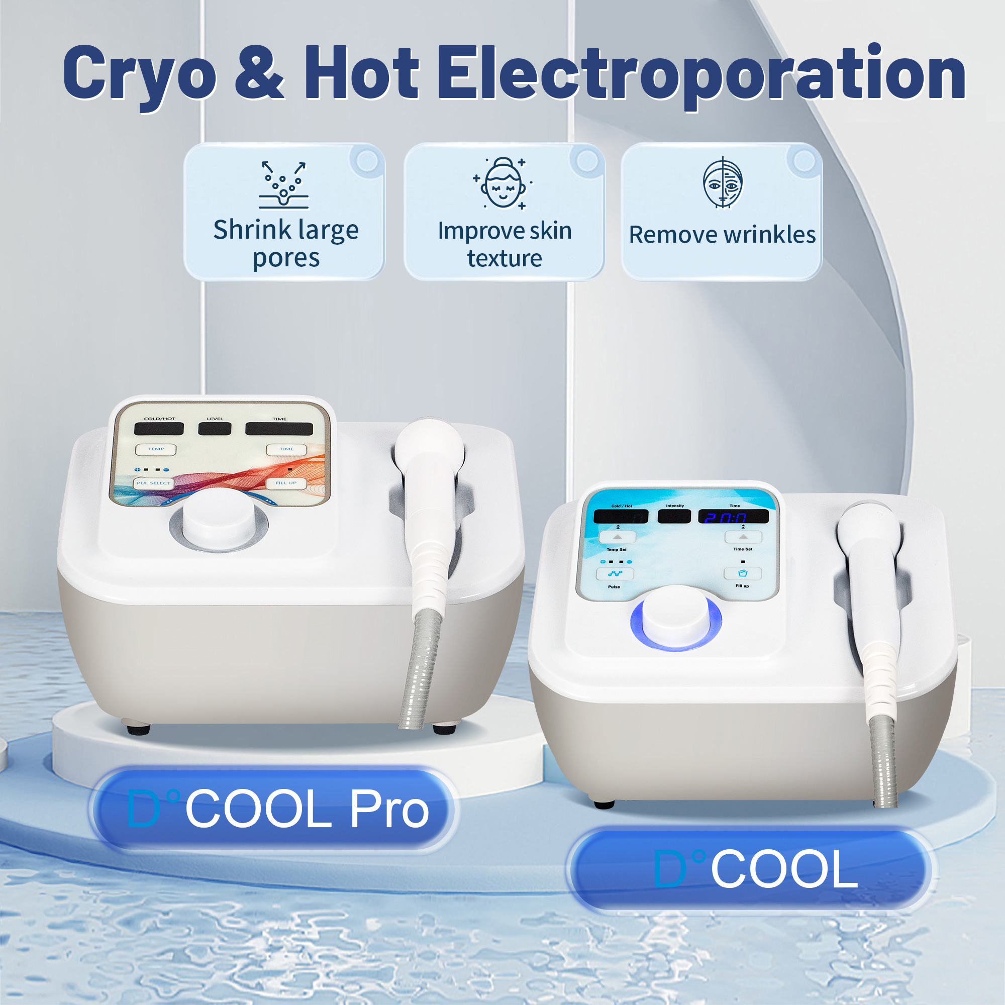 NEW Dcool Portable Cool + Hot + EMS For Skin Tightening Anti Puffiness Facial Electroporation Machine Beauty Device