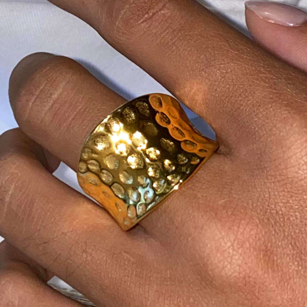 Stainless Hammered for Women Designer Exaggerated Jewelry R High-End Niche Titanium Steel Fer Rs