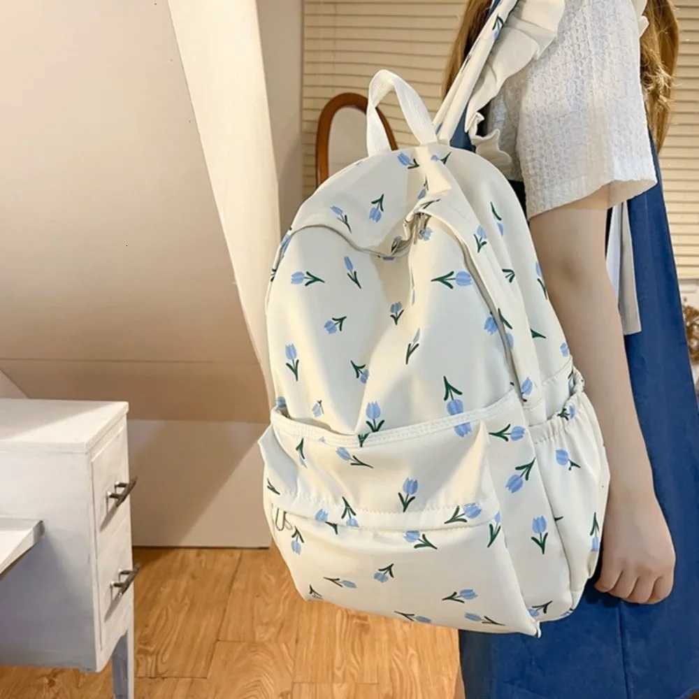 Fashion Large Capacity Women Backpack Tulip Floral Nylon School Bag Waterproof Fashion Backpack Adults XJ250814