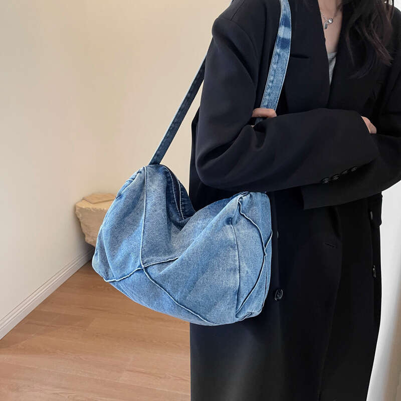 New Korean Lazy Style Bags Designer Women Denim Elegant Large Capacity Shoulder Pillow Women's Commuting Crossbody Bag