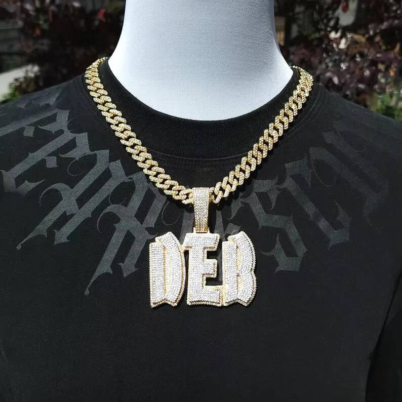 EAST Custom Necklace Sterling Sier VVS Moissanite Dia Pass Test Iced Out Letter Pendant Jewelry