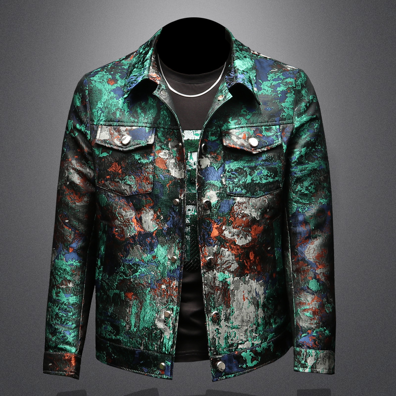 2025 Spring Vintage Jacquard Jacket Men Luxury Casual Business Social Jacket Social Streetwear Bomber Jacket Men Clothing M-4XL