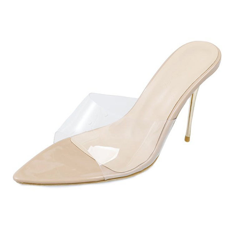 designer sandals high heels slip-on sandal ladies pointed toe sandale chic open-toes pumps classics transparent summer commuting women shoes size 34-4