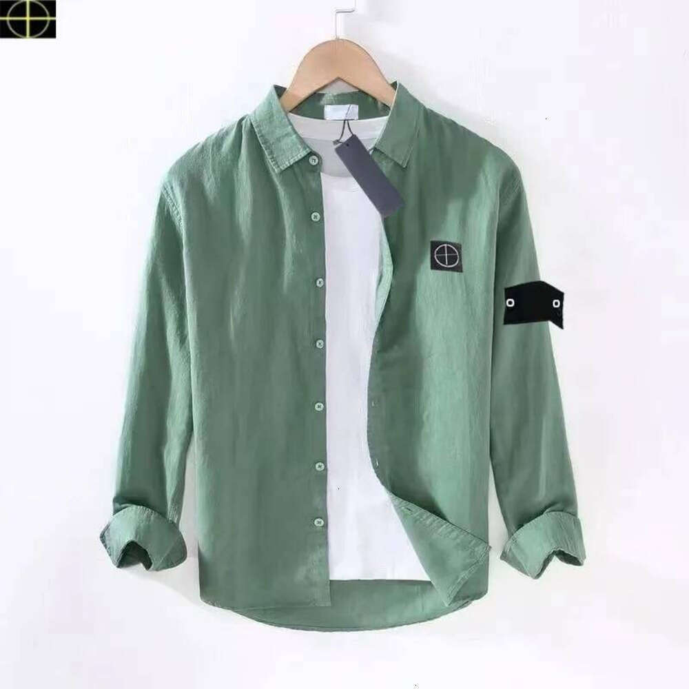 Topstoney Overshirt Mens Casual Dress Shirt Long Sleeve Designer Stone Cardigan Outwears Early Spring Autumn Islandas Compass Badge Polo Shirt Button Up Jacket