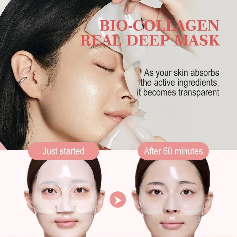 1/3/5/10PCS Bio Collagen Face Mask Shrink Pores Deep Hydrating Overnight Mask Moisturizing Refreshing Brightening Face Skin Care 250807