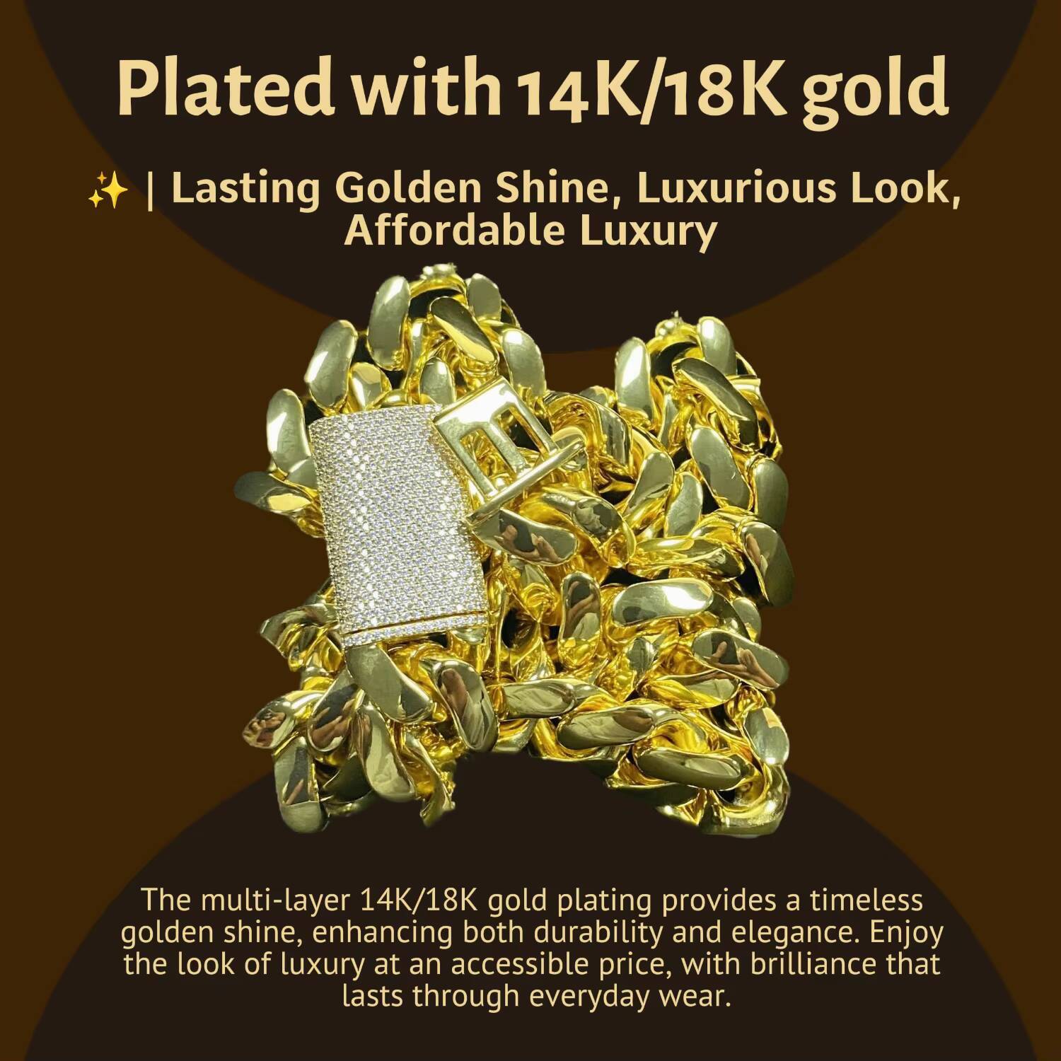 Wholesale Choker 14k 18k Gold Chunky Custom Gold Cuban Link Chain Golden Cuban Miami Chain16mm-22mm Miami Cuban Chain Necklace