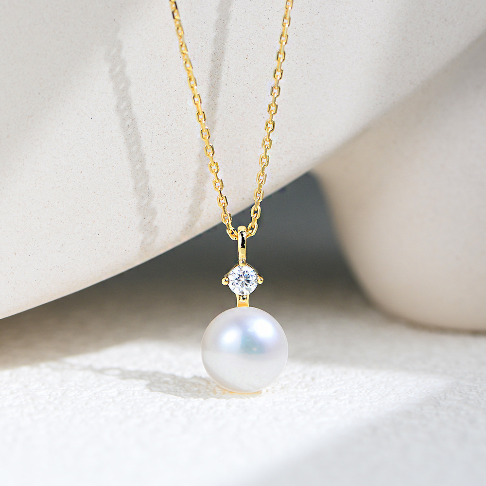 S Pure Sier Natural Pearl Inlaid with Dias Elegant Collarbone Chain High-end Bread Bead Pendant Necklace for Women Jewelry for Women