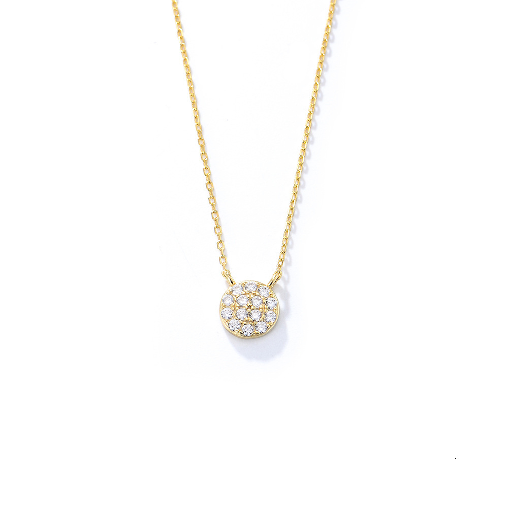 S Pure Sier Classic Round Micro Pave Zircon Pendant Necklace for Women Versatile Collarbone Chain Style Jewelry for Women