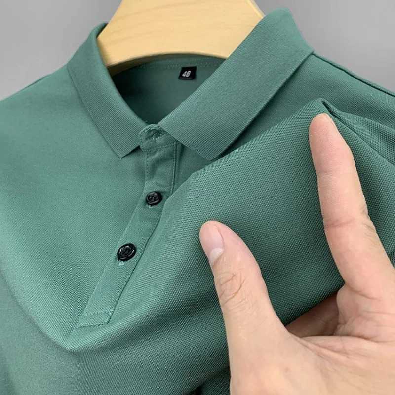 Summer Short Sleeve Polo Shirt Men Loose Design Sense Fashion Trend Solid Buttons Patchwork Business Casual Versatile Lapel Top XJ250804