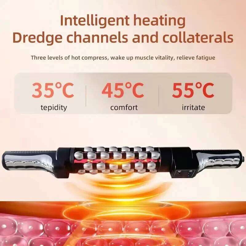 360 Rotating Inner Ball Relaxed Red Light Heated Device Muscle Relaxation Massage Roller For Whole Body Anti Cellulite